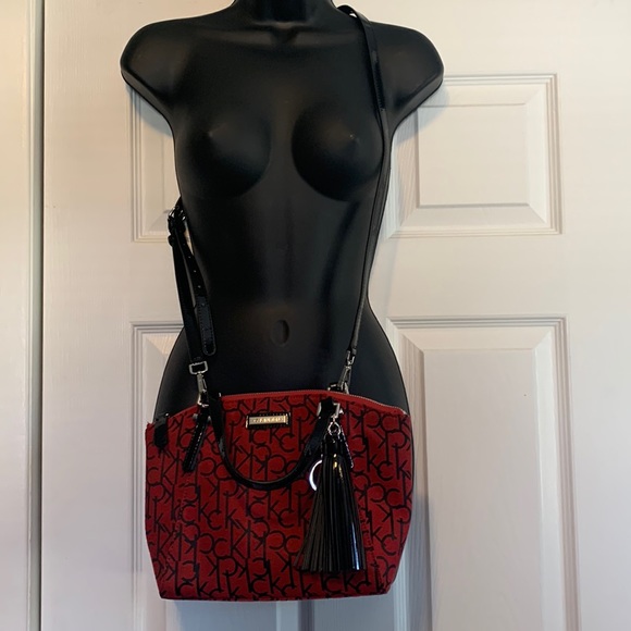Calvin Klein red/black patterned crossbody bag